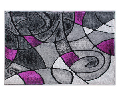 BLNK Jubilee Collection Abstract Olefin Pattern Area Rug with Jute Backing - Purple, 2'W x 3'L