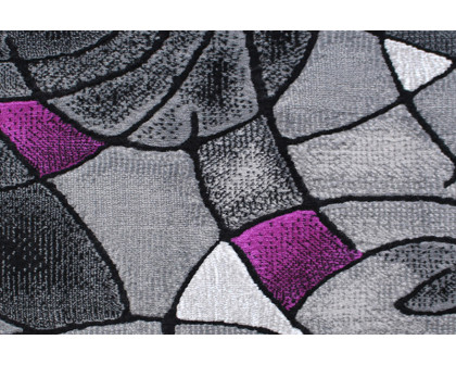 BLNK Jubilee Collection Abstract Olefin Pattern Area Rug with Jute Backing - Purple, 2'W x 3'L