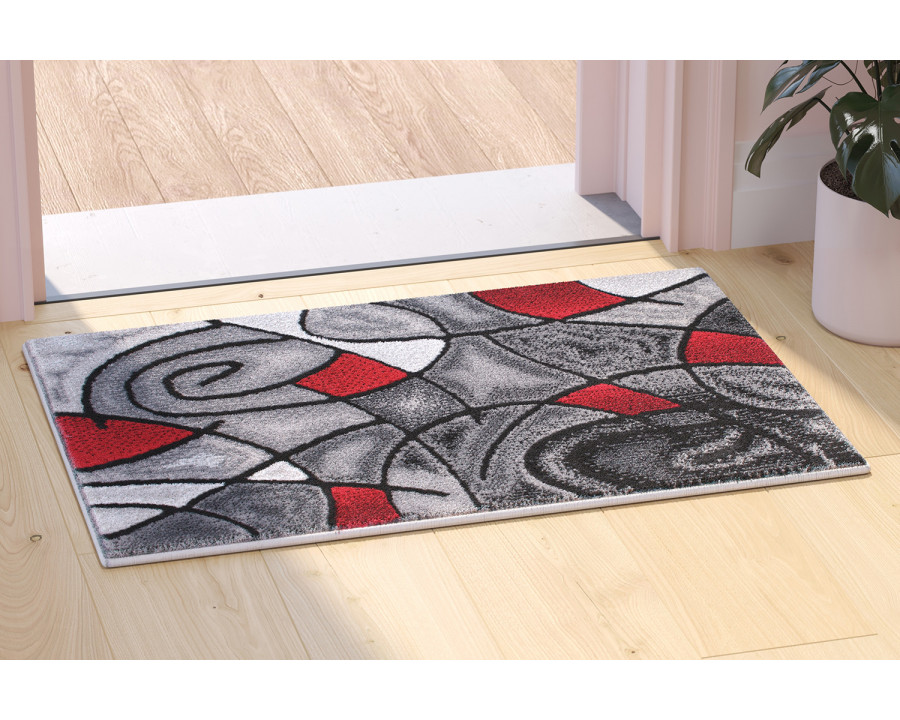 BLNK Jubilee Collection Abstract Olefin Pattern Area Rug with Jute Backing