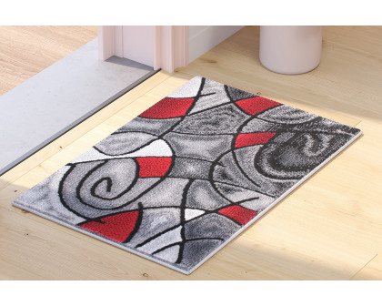 BLNK - Jubilee Collection Abstract Olefin Pattern Area Rug with Jute Backing