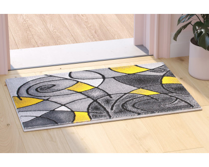 BLNK - Jubilee Collection Abstract Olefin Pattern Area Rug with Jute Backing