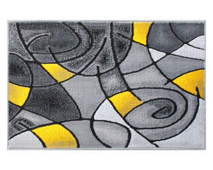 BLNK Jubilee Collection Abstract Olefin Pattern Area Rug with Jute Backing - Yellow, 2'W x 3'L