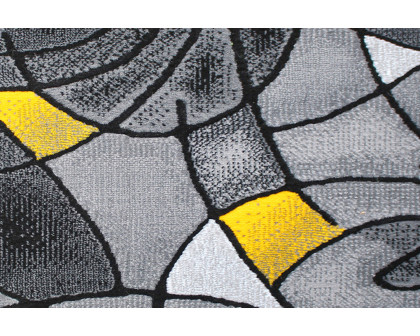 BLNK Jubilee Collection Abstract Olefin Pattern Area Rug with Jute Backing - Yellow, 2'W x 3'L