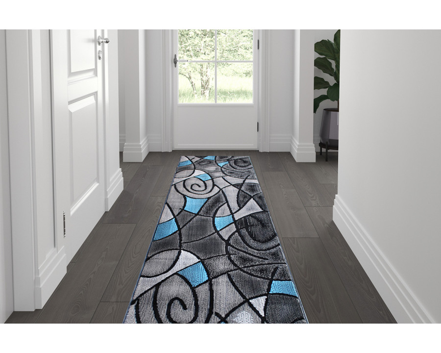 BLNK Jubilee Collection Abstract Olefin Area Rug with Jute Backing