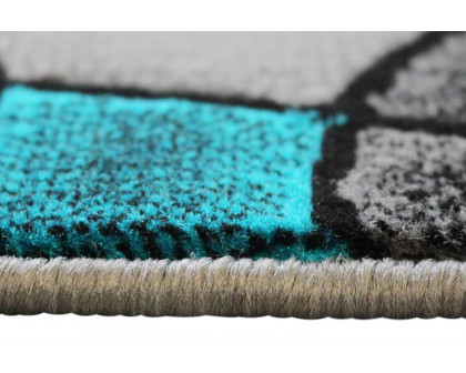 BLNK Jubilee Collection Abstract Olefin Area Rug with Jute Backing - Turquoise, 2'W x 7'L