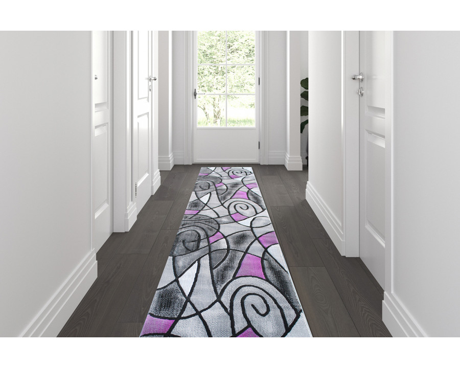 BLNK - Jubilee Collection Abstract Olefin Area Rug in Jute Backing