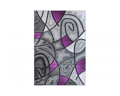 BLNK Jubilee Collection Abstract Olefin Area Rug with Jute Backing - Purple, 3'W x 5'L