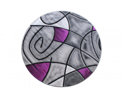 BLNK Jubilee Collection Style 1 Abstract Round Olefin Area Rug with Jute Backing - Purple, 5'W x 5'L