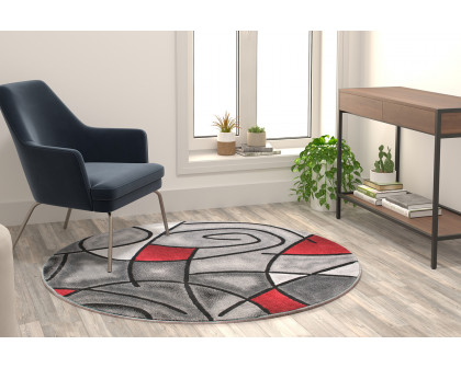 BLNK Jubilee Collection Style 1 Abstract Round Olefin Area Rug with Jute Backing