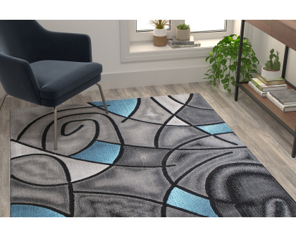 BLNK Jubilee Collection Abstract Olefin Area Rug with Jute Backing