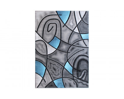 BLNK Jubilee Collection Abstract Olefin Area Rug with Jute Backing - Blue, 5'W x 7'L