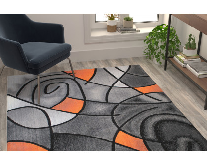 BLNK Jubilee Collection Abstract Olefin Area Rug with Jute Backing