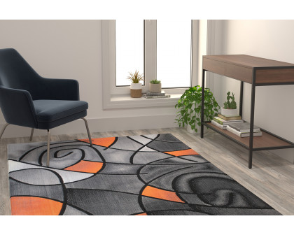 BLNK Jubilee Collection Abstract Olefin Area Rug with Jute Backing - Orange, 5'W x 7'L