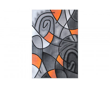 BLNK Jubilee Collection Abstract Olefin Area Rug with Jute Backing - Orange, 5'W x 7'L