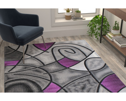 BLNK Jubilee Collection Abstract Olefin Area Rug with Jute Backing