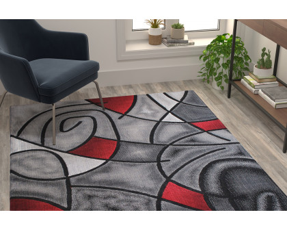 BLNK Jubilee Collection Abstract Olefin Area Rug with Jute Backing