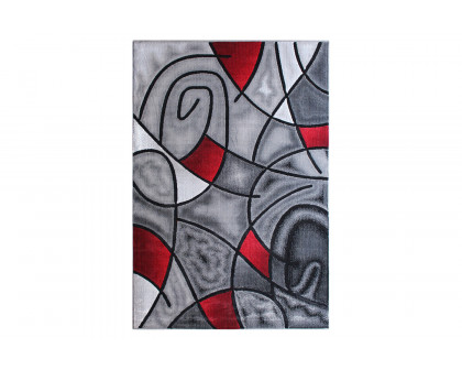 BLNK Jubilee Collection Abstract Olefin Area Rug with Jute Backing - Red, 5'W x 7'L