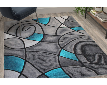 BLNK Jubilee Collection Abstract Olefin Area Rug with Jute Backing