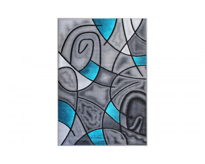 BLNK Jubilee Collection Abstract Olefin Area Rug with Jute Backing - Turquoise, 5'W x 7'L