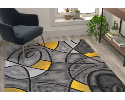 BLNK Jubilee Collection Abstract Olefin Area Rug with Jute Backing