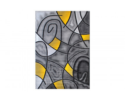 BLNK Jubilee Collection Abstract Olefin Area Rug with Jute Backing - Yellow, 5'W x 7'L