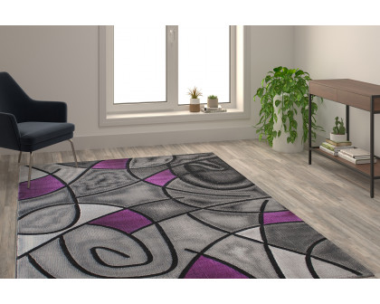 BLNK Jubilee Collection Abstract Olefin Area Rug with Jute Backing