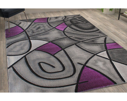 BLNK Jubilee Collection Abstract Olefin Area Rug with Jute Backing - Purple, 6'W x 9'L