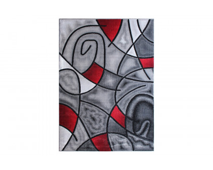 BLNK Jubilee Collection Abstract Olefin Area Rug with Jute Backing - Red, 6'W x 9'L