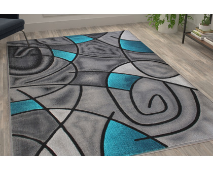 BLNK Jubilee Collection Abstract Olefin Area Rug with Jute Backing