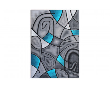 BLNK Jubilee Collection Abstract Olefin Area Rug with Jute Backing - Turquoise, 6'W x 9'L