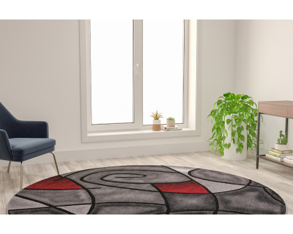 BLNK - Jubilee Collection Style 1 Abstract Round Olefin Area Rug with Jute Backing