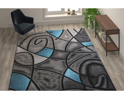 BLNK Jubilee Collection Abstract Olefin Area Rug with Jute Backing