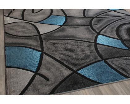 BLNK Jubilee Collection Abstract Olefin Area Rug with Jute Backing - Blue, 8'W x 10'L