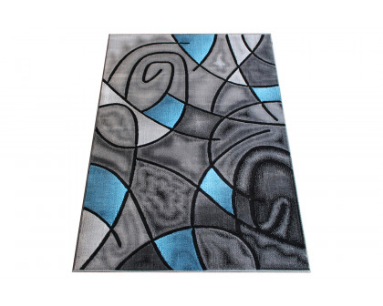 BLNK Jubilee Collection Abstract Olefin Area Rug with Jute Backing - Blue, 8'W x 10'L