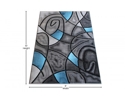 BLNK Jubilee Collection Abstract Olefin Area Rug with Jute Backing - Blue, 8'W x 10'L