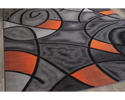 BLNK Jubilee Collection Abstract Olefin Area Rug with Jute Backing - Orange, 8'W x 10'L