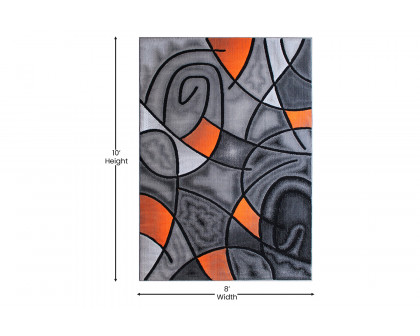 BLNK Jubilee Collection Abstract Olefin Area Rug with Jute Backing - Orange, 8'W x 10'L