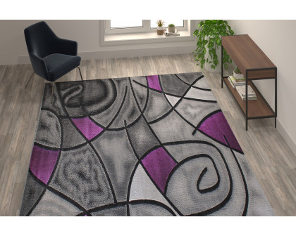 BLNK Jubilee Collection Abstract Olefin Area Rug with Jute Backing