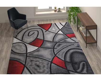 BLNK Jubilee Collection Abstract Olefin Area Rug with Jute Backing