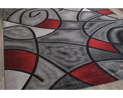 BLNK Jubilee Collection Abstract Olefin Area Rug with Jute Backing - Red, 8'W x 10'L