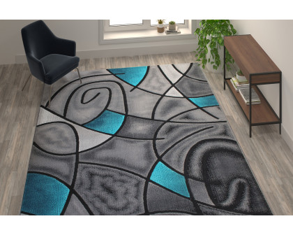 BLNK Jubilee Collection Abstract Olefin Area Rug with Jute Backing