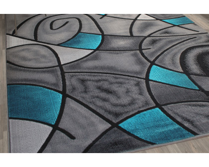 BLNK Jubilee Collection Abstract Olefin Area Rug with Jute Backing - Turquoise, 8'W x 10'L