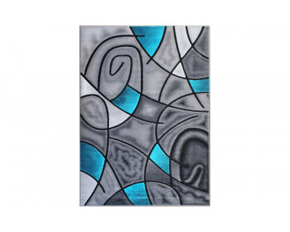 BLNK Jubilee Collection Abstract Olefin Area Rug with Jute Backing - Turquoise, 8'W x 10'L