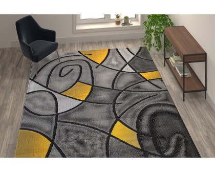 BLNK Jubilee Collection Abstract Olefin Area Rug with Jute Backing