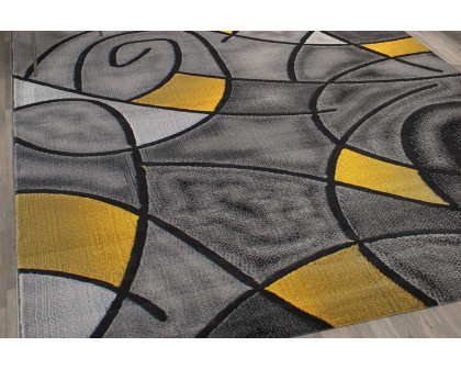 BLNK Jubilee Collection Abstract Olefin Area Rug with Jute Backing - Yellow, 8'W x 10'L