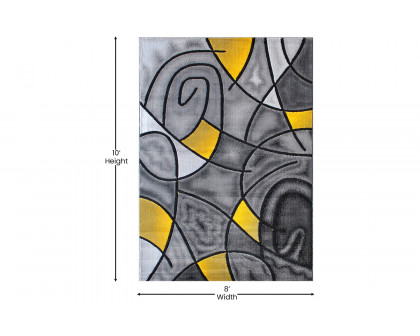 BLNK Jubilee Collection Abstract Olefin Area Rug with Jute Backing - Yellow, 8'W x 10'L