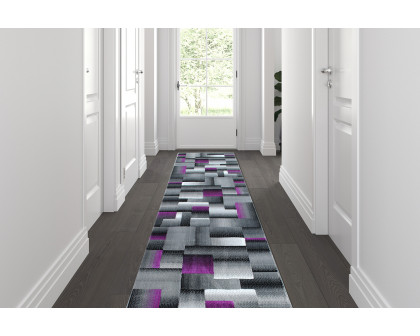 BLNK Elio Collection Olefin Color Blocked Area Rug with Jute Backing