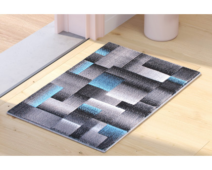 BLNK Elio Collection Olefin Color Blocked Area Rug with Jute Backing