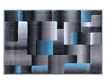 BLNK Elio Collection Olefin Color Blocked Area Rug with Jute Backing - Blue, 2'W x 3'L