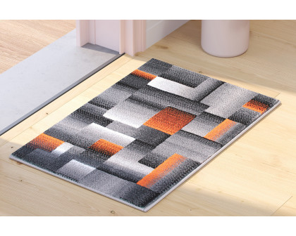 BLNK Elio Collection Olefin Color Blocked Area Rug with Jute Backing